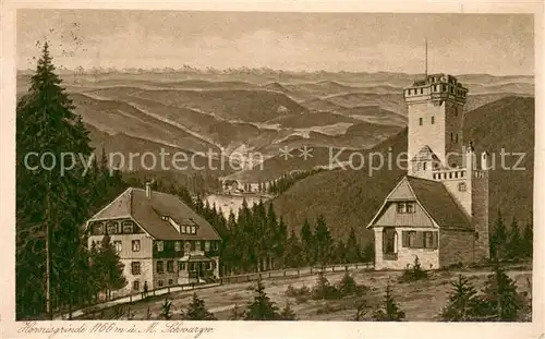 AK / Ansichtskarte Hornisgrinde Panorama Schloss Turm Hornisgrinde