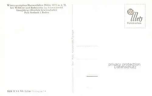 AK / Ansichtskarte Wildsee_Schwarzwald Darmstaedter Huette 