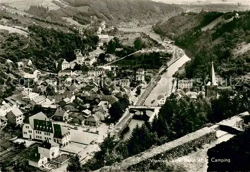 AK / Ansichtskarte Vianden_Luxembourg Ville basse et le Camping Vue aerienne 
