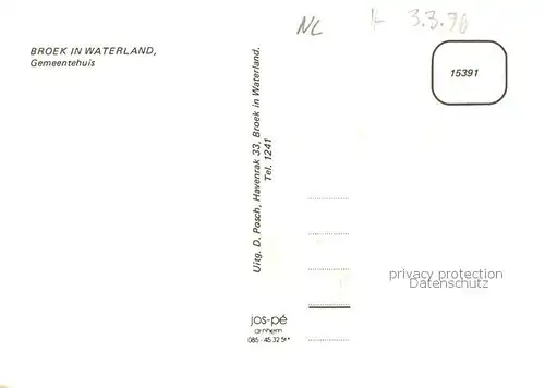 AK / Ansichtskarte Broek_Waterland Gemeentehuis Broek_Waterland