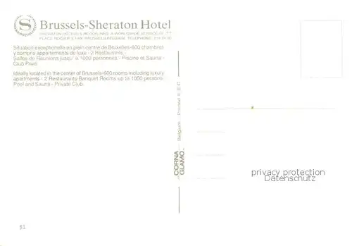 AK / Ansichtskarte Bruxelles_Bruessel Sheraton Hotel Bruxelles_Bruessel