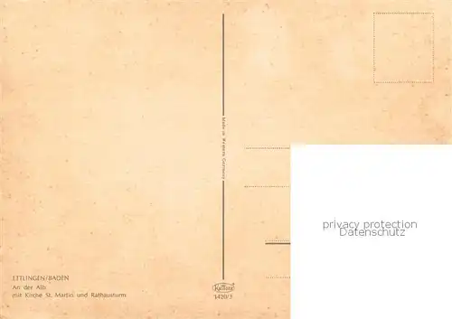 AK / Ansichtskarte Ettlingen An der Alb mit Kirche St Martin und Rathausturm Ettlingen