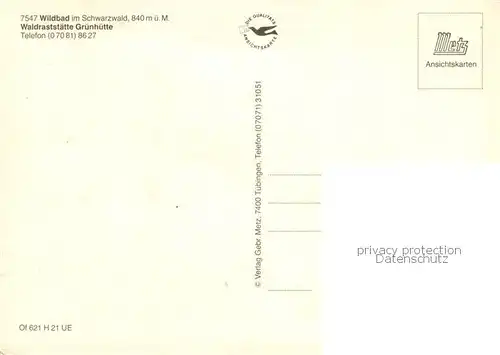 AK / Ansichtskarte Wildbad_Schwarzwald Waldraststaette Gruenhuette Wildbad_Schwarzwald