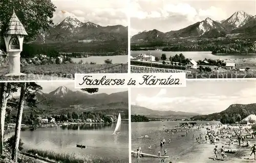 AK / Ansichtskarte Faakersee_Kaernten_AT Badestrand u. Umgebung See Ansichten 