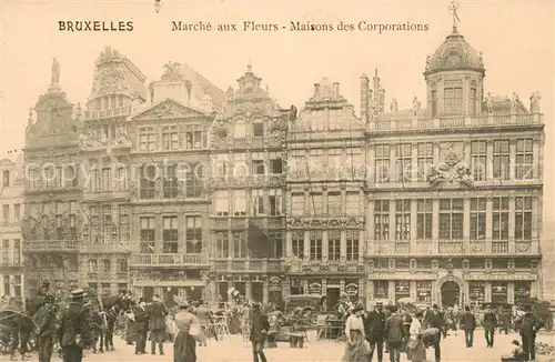 AK / Ansichtskarte Bruxelles_Bruessel Marche aux Fleurs   Maison des Corporations   Kutschen Bruxelles_Bruessel