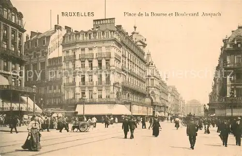 AK / Ansichtskarte Bruxelles_Bruessel Place de la Bourse et Boulevard Anspach  Bruxelles_Bruessel