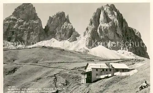 AK / Ansichtskarte Passo_Sella_Selva_Val_Gardena_IT Albergo Valentini Gruppo del Sassolungo 