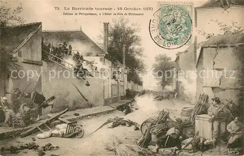 AK / Ansichtskarte Chateaudun_28_Eure et Loir La Barricade tournee Oct 1870 Tableau de Philippoteaux a lHotel de Ville de Chateaudun 
