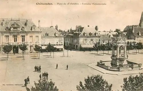 AK / Ansichtskarte Chateaudun_28_Eure et Loir Place du 18 Octobre Fontaine Monumentale 