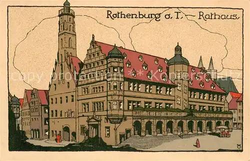 AK / Ansichtskarte Rothenburg__Tauber Rathaus 