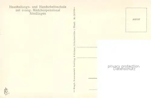 AK / Ansichtskarte Noerdlingen Haushaltungs und Handarbeitsschule Ev Maedchenpensionat Beim Abspuelen Beim Buegeln Noerdlingen