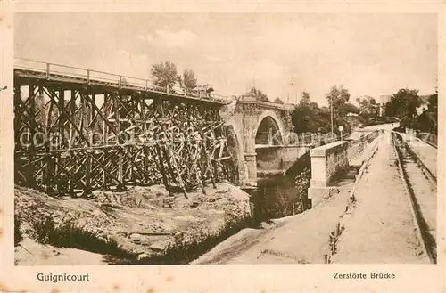 AK / Ansichtskarte Guignicourt_02_Aisne Zerstoerte Bruecke 