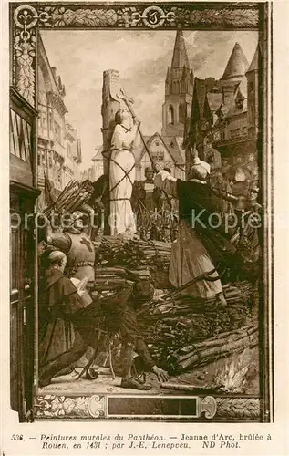 AK / Ansichtskarte Rouen_76 Peintures murales du Pantheon Jeanne dArc brulee a Rouen en 1431  