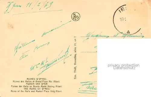 AK / Ansichtskarte Ypres_Ypern_Ieper Ruinen 
