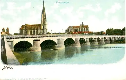 AK / Ansichtskarte Metz_Moselle Todtenbruecke mit Kirche Metz_Moselle