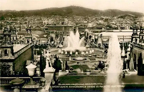AK / Ansichtskarte Barcelona_Cataluna Parque de Montjuich panoramica desde el Palacio Nacional Barcelona Cataluna