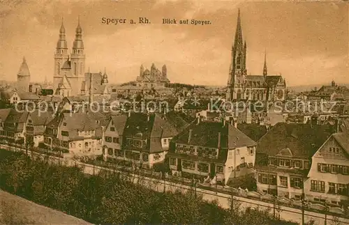 AK / Ansichtskarte Speyer_Rhein Panorama mit Kirchen Speyer Rhein