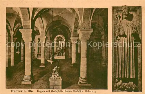 AK / Ansichtskarte Speyer_Rhein Krypta mit Grabplatte Kaiser Rudolf von Habsburg Speyer Rhein