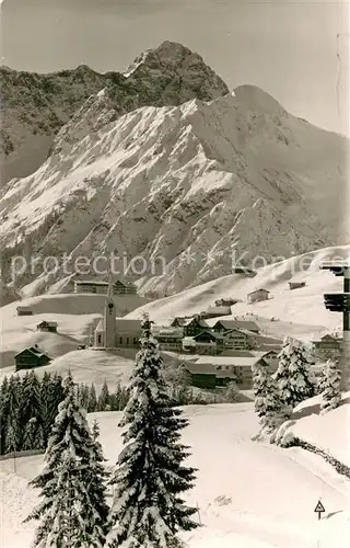 AK / Ansichtskarte Hirschegg_Kleinwalsertal_Vorarlberg Winterpartie mit Widderstein Hirschegg_Kleinwalsertal