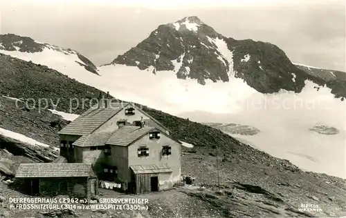 AK / Ansichtskarte Defreggerhaus_2962m_Grossvenediger_AT mit Frossnitztoerl und Weissspitze 