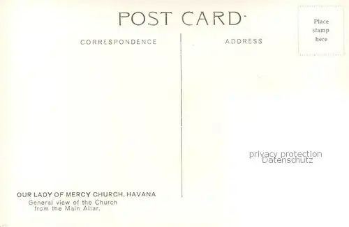 AK / Ansichtskarte Havana_Habana Our Lady of Mercy Church General view of the Church from the Main Altar Havana Habana