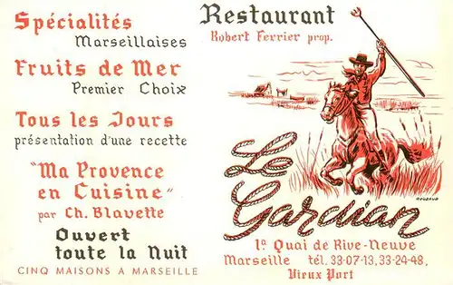 AK / Ansichtskarte Marseille_13 Le Gardian Restaurant 