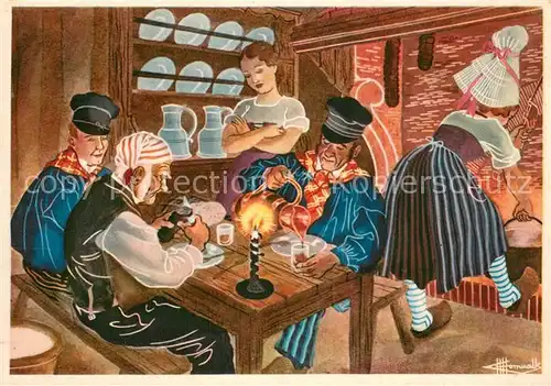 AK / Ansichtskarte Normandie_Region_76 Le Repas du Soir The Evening Meal 