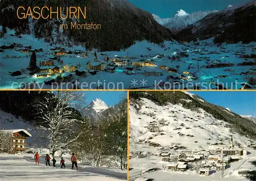 AK / Ansichtskarte Gaschurn_Vorarlberg Fliegeraufnahme Skilaufen Panorama Gaschurn Vorarlberg