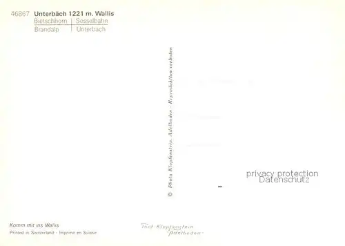 AK / Ansichtskarte Unterbaech_VS mit Bietschhorn Brandalp Sesselbahn Unterbaech 