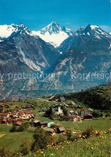 AK / Ansichtskarte Unterbaech_VS Fliegeraufnahme mit Bietschhorn 