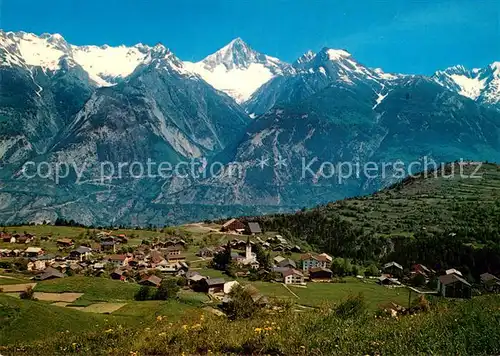 AK / Ansichtskarte Unterbaech_VS Fliegeraufnahme mit Bietschhorn 