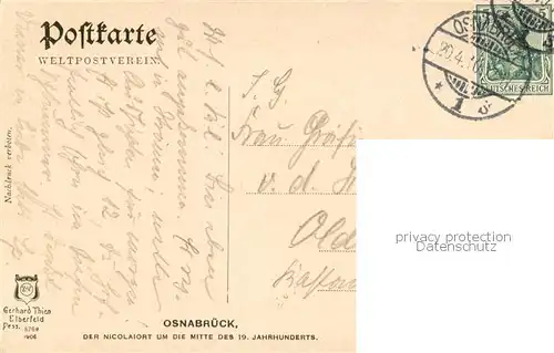 AK / Ansichtskarte Osnabrueck Der Nicolaiort um die Mitte des 19. Jhdt. Kuenstlerkarte Osnabrueck