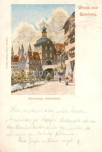 AK / Ansichtskarte Bamberg Rathaus Kuenstlerkarte Bamberg