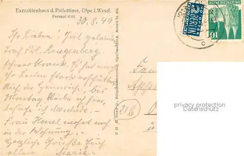 AK / Ansichtskarte Olpe__Stadt Exerzitienhaus der Pallottiner 