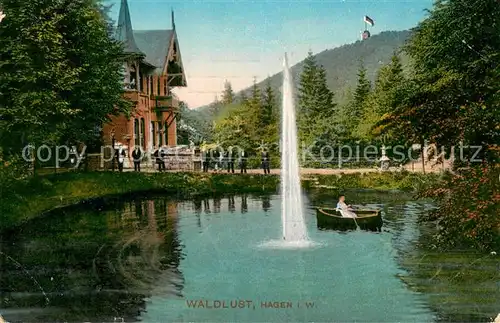 AK / Ansichtskarte Hagen_Westfalen Waldlust Gondelteich Fontaene Hagen_Westfalen