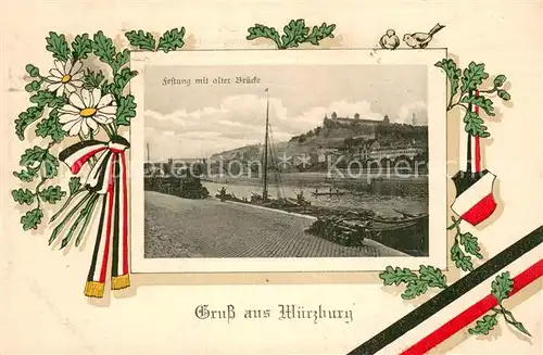 AK / Ansichtskarte Wuerzburg Festung mit alter Bruecke Wuerzburg