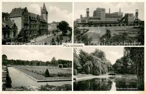 AK / Ansichtskarte Hamborn Rathaus Grosschacht II und V Jubilaeumshain Stadtpark Weiher Hamborn