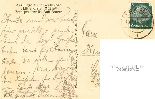 AK / Ansichtskarte Amern Wellenbad Luettelforster Muehle Amern