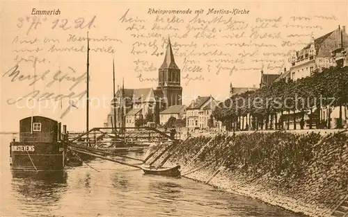 AK / Ansichtskarte Emmerich_Rhein Promenade mit Martina Kirche Emmerich Rhein
