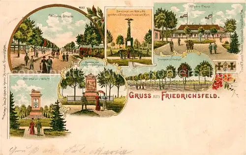AK / Ansichtskarte Friedrichsfeld__Truppenuebungsplatz_Voerde Wilhelm Strasse Denkmal von 1864 Offiiers Casino Franzosen Friedhof 