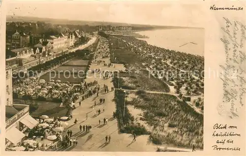 AK / Ansichtskarte Warnemuende_Ostseebad Blick vom Leuchtturm auf die Promenade Warnemuende_Ostseebad