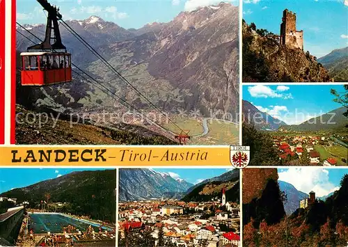 AK / Ansichtskarte Landeck__Tirol_AT Seilbahn Schloss Panorama Schwimmbad 