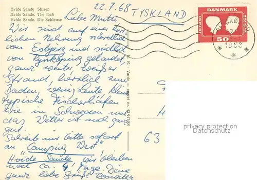 AK / Ansichtskarte Hvide_Sande_DK Schleuse Segelboot 