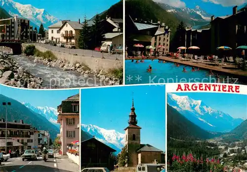 AK / Ansichtskarte Argentiere_74_Haute Savoie Schwimmbad Fluss Kirche Stadt 