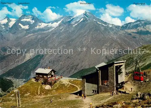 AK / Ansichtskarte Spielbodenhuette_2450m_Saas Fee_VS Restaurant Station Spielboden Gondel Seilbahn 