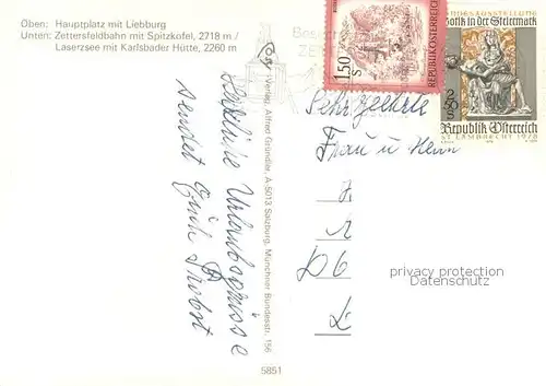 AK / Ansichtskarte Lienz__Tirol Hauptplatz m. Liebburg   Zettersfeldbahn m. Spitzkofel   Laserzsee m. Karlsbader Huette 