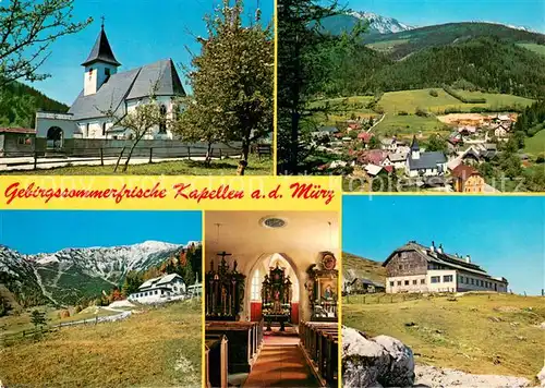 AK / Ansichtskarte Kapellen_Steiermark Kirche Kapellen   Ortsuebersicht   Waxriegelhaus Rax   Karl Ludwig Haus Kapellen_Steiermark