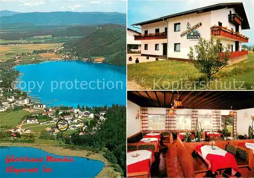 AK / Ansichtskarte Seelach_Klopeinersee Fliegeraufnahme Gaestehaus Monika Teilansichten m. Seeansicht Seelach_Klopeinersee