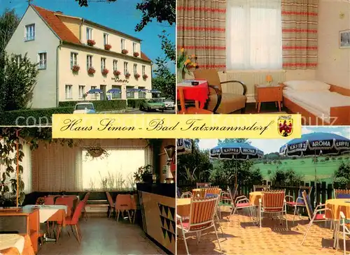 AK / Ansichtskarte Bad_Tatzmannsdorf_Burgenland Haus Simon Gaststube Terrasse Zimmer Bad_Tatzmannsdorf