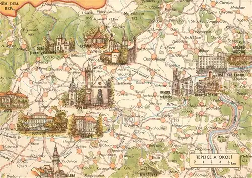 AK / Ansichtskarte Teplice__Teplitz Schoenau_CZ Gebietskarte 